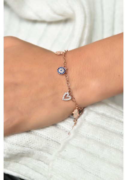 925 Ayar Gümüş Kaplama Taşlı Şans Bileklik fırsatları