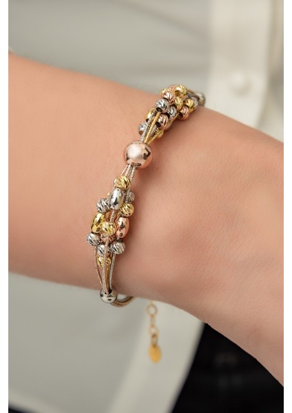 Dorica Toplu Renkli Fantezi 925 Ayar Gümüş Bileklik