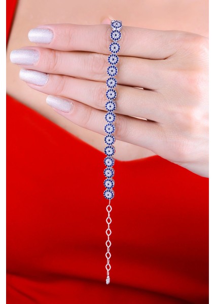 925 Ayar Gümüş Kaplama Damla Taşlı Nazar Bileklik fiyatları