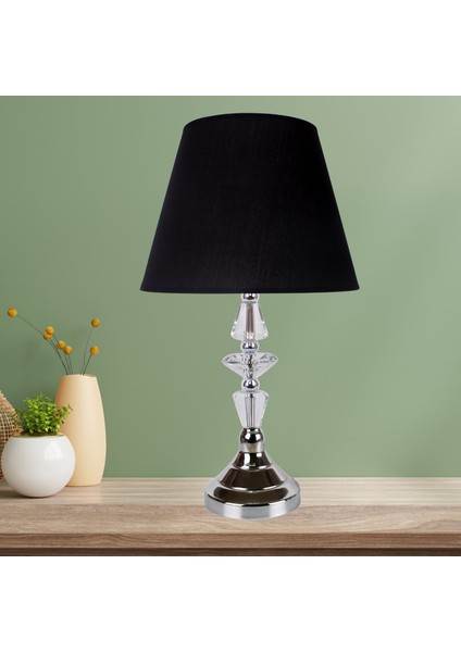 Modern Prizma Kristal Ayak Abajur Siyah Renk AB1019