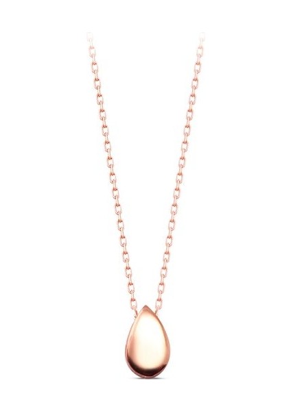 925 Ayar Rose Kaplamalı Minimal Damla Gümüş Kolye