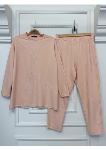 2228_Dikiş Detaylı Oversize Eşofman Tesettür Takım