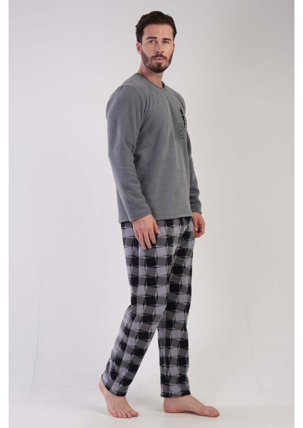 Erkek Büyük Beden Uzun Kol Polar Gri Pijama Takım 3C0T4N1O94 fiyatları