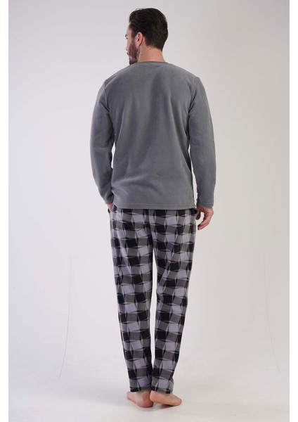 Erkek Büyük Beden Uzun Kol Polar Gri Pijama Takım 3C0T4N1O94 modelleri