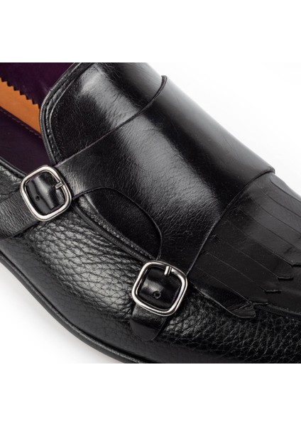 Trivor Kösele Taban Deri Tokalı Erkek Monkstrap Klasik Deri Ayakkabı