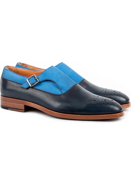 Kangto Kösele Taban Desenli Deri Erkek Klasik Ayakkabı Monkstrap Loafer