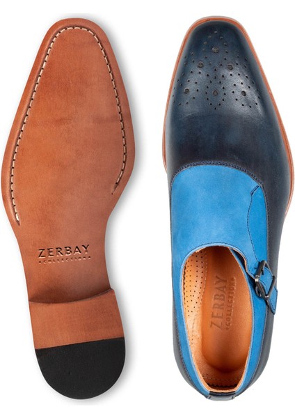 Kangto Kösele Taban Desenli Deri Erkek Klasik Ayakkabı Monkstrap Loafer fırsatları