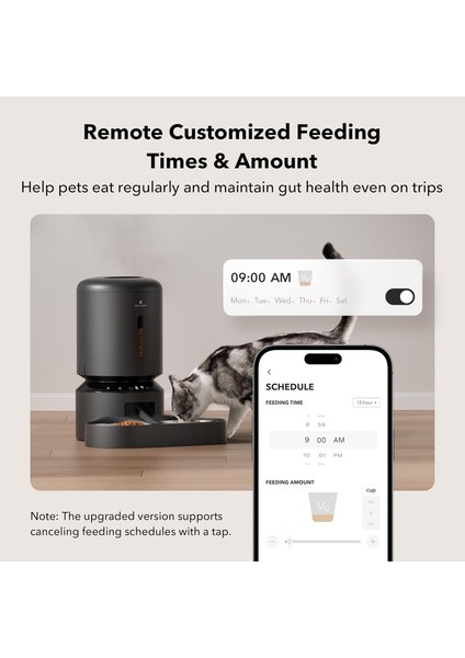 Otomatik Kedi Mama Kapları, 5g Wifi Evcil Hayvan Besleyici - Siyah