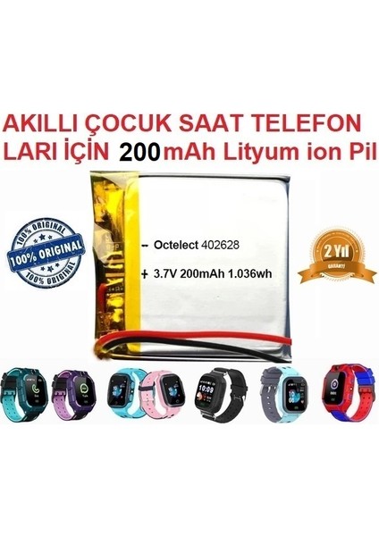 200 Mah Twox Q12 Akıllı Çocuk Saat Telefon Batarya - Pil 3.7V 200MAH 582728 Pil