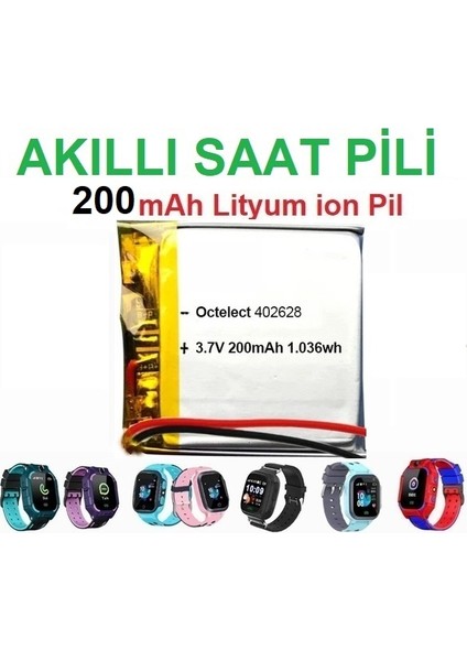 200 Mah Wikys Q528 Akıllı Çocuk Saat Telefon Batarya Pil 3.7V 200MAH 582728 modelleri