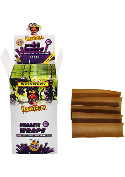 Honey Puff Honeypuff Üzüm Aromalı King Size Organik Sigara Kağıdı (5 Yaprak)