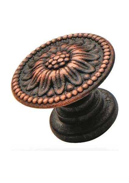 Mobilya Dolap Kulp Eskitme Tek Vidalı Bakır Ayçiçeği Düğme