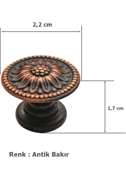 Mobilya Dolap Kulp Eskitme Tek Vidalı Bakır Ayçiçeği Düğme fiyatları