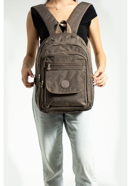 Krem Unisex Ayarlanabilir 9 Gözlü Laptop Bölmeli Çantası