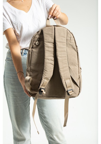 Krem Unisex Ayarlanabilir 9 Gözlü Laptop Bölmeli Çantası
