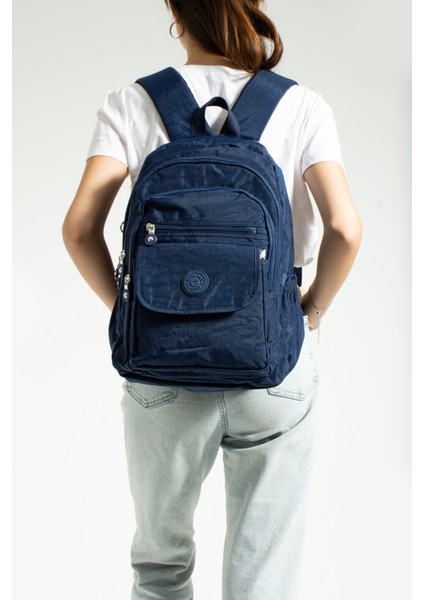Mega Boy Krem Unisex Ayarlanabilir Ortapedik Askılı 9 Gözlü Laptop Bölmeli Okul Çantası