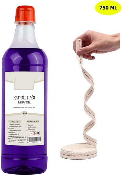 Kandillo Mor Kandil Yağı Iç Mekan 750 Ml. + 50CM Fitil