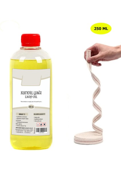 Dünya Magnet Sarı Kandil Yağı,  Iç Mekan 250 ml ve 50 cm Fitil