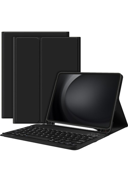 Apple iPad 9.nesil 10.2 Inç 2021 Uyumlu Styletech Bluetooth Klavyeli Çok Yönlü Kılıf