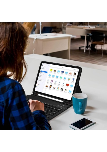Apple iPad 9.nesil 10.2 Inç 2021 Uyumlu Styletech Bluetooth Klavyeli Çok Yönlü Kılıf indirimleri