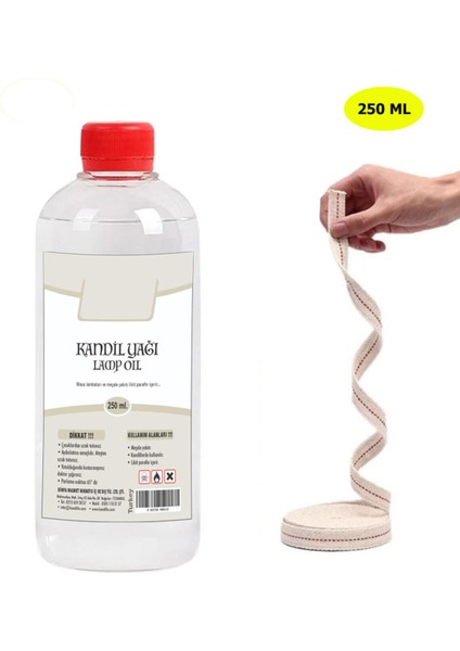 Dünya Magnet Şeffaf Kandil Yağı, Kamp Lambası Yağı 250 ml + 50 cm Fitil