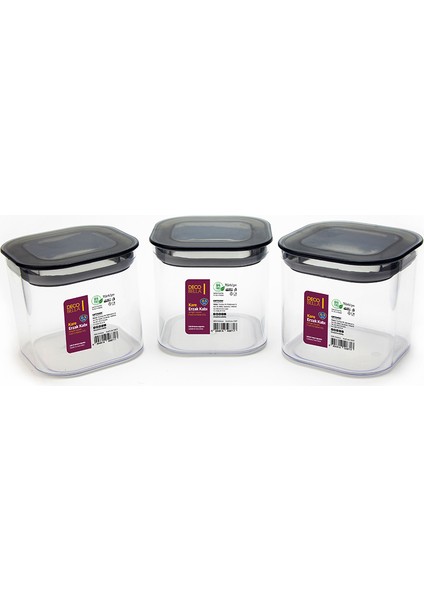 3 Adet 0.5 Lt Istiflenebilir Kristal Vakumlu Erzak Kabı 0.5 Lt Vakumlu Saklama Kabı