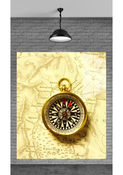 Eski Kordinat Bulucu Temperli Cam Üzerine Tablo Sevgilinize Yılbaşı Hediye