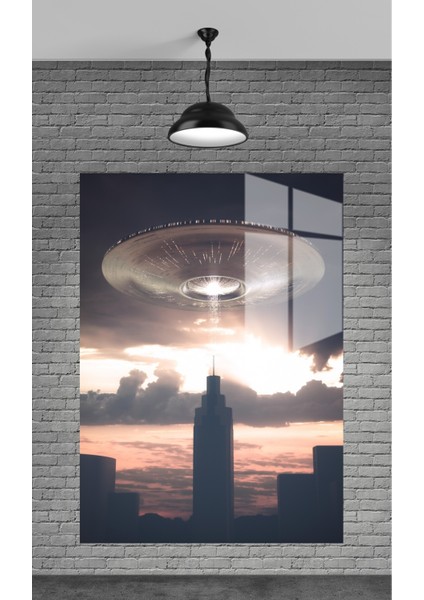 Şehirde Ufo Temperli Cam Üzerine Sevgilinize Yılbaşı Hediye