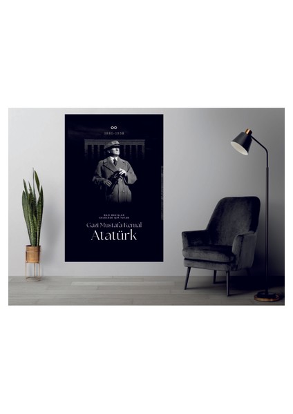 Gazi Mustafa Kemal Atatürk Tablosu Temperli Cam Üzerine Sevgilinize Yılbaşı Hediye