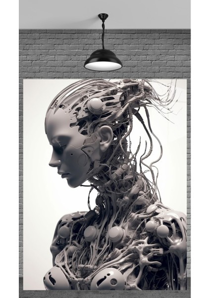 Beyaz Robot Tablosu Temperli Cam Üzerine Sevgilinize Yılbaşı Yeni Yıl Hediye