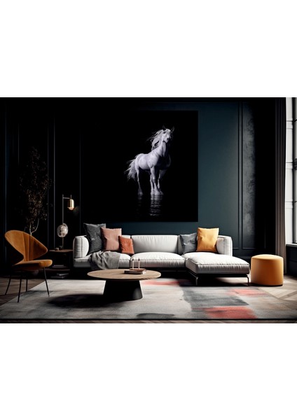 Beyaz At Dekoratif Temperli Cam Üzerine Tablo Sevgilinize Yılbaşı Hediye fiyatları