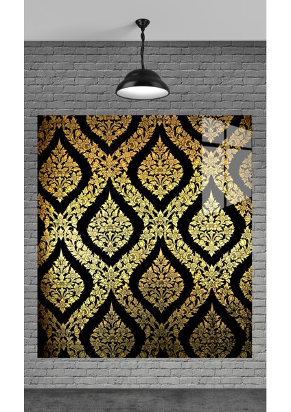 Muhteşem Gold Desenler Temperli Cam Üzerine Tablo Sevgilinize Yılbaşı Hediye