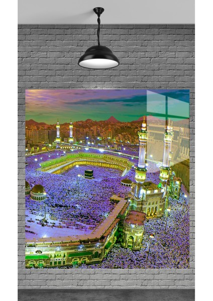 Büyüleyici Etkisiyle Kabe Temperli Cam Üzerine Tablo Sevgilinize Yılbaşı Hediye