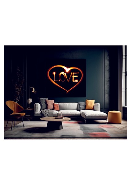 Muhteşem Görseliyle Love Yazısı Temperli Cam Üzerine Tablo Sevgilinize Yılbaşı Hediye
