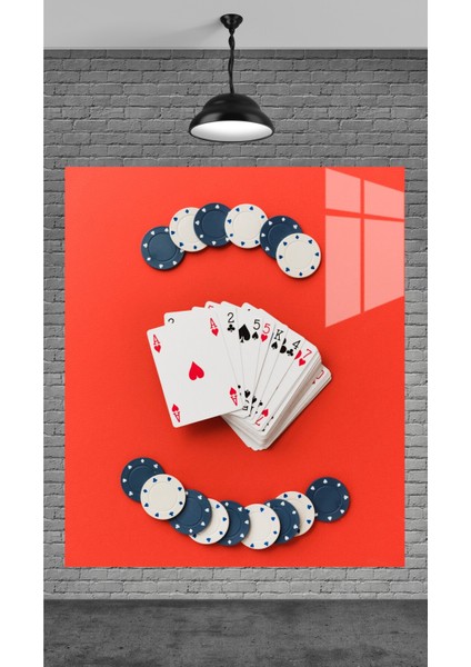 Pişti Oyun Kağıtları Temperli Cam Üzerine Tablo Sevgilinize Yılbaşı