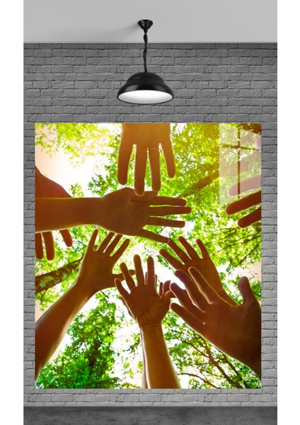 Dekorasyon Ormanda Eller Temperli Cam Üzerine Tablo Sevgilinize Yılbaşı Hediye