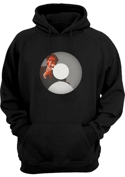 Unisex Christian Bale Puro Baskılı Siyah Normal Kalıp Şardonlu Kalın Sweatshirt