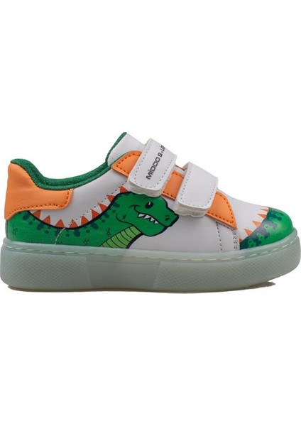 Trend Adımlar Yeşil Cute Monster Işıklı Çocuk Sneaker