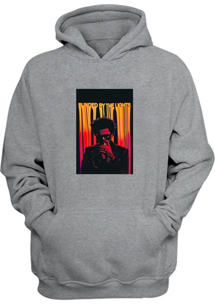 Unisex Bunded By The Lights Baskılı Gri Normal Kalıp Şardonlu Kalın Sweatshirt