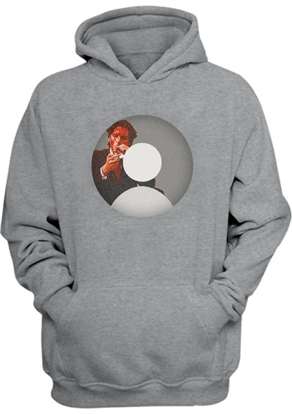 Unisex Christian Bale Puro Baskılı Gri Normal Kalıp Şardonlu Kalın Sweatshirt