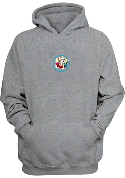 Unisex Harley Quinn Poisonıvy Baskılı Gri Normal Kalıp Şardonlu Kalın Sweatshirt