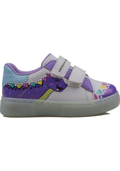 Trend Adımlar Lila Cute Monster Işıklı Çocuk Sneaker