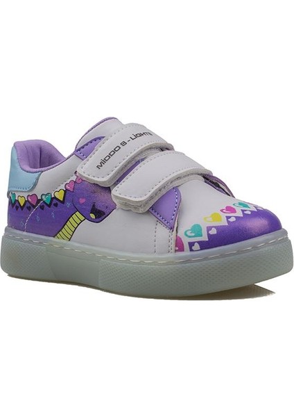 Trend Adımlar Lila Cute Monster Işıklı Çocuk Sneaker