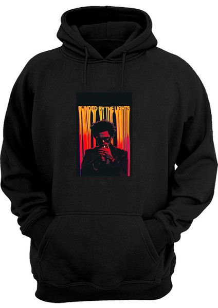 Unisex Bunded By The Lights Baskılı Siyah Normal Kalıp Şardonlu Kalın Sweatshirt