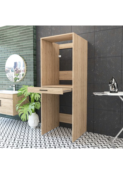 Yıldız Elegance Banyo Dolabı Çamaşır ve Kurutma Makinesi Dolabı Çekmeceli Ahşap Renk