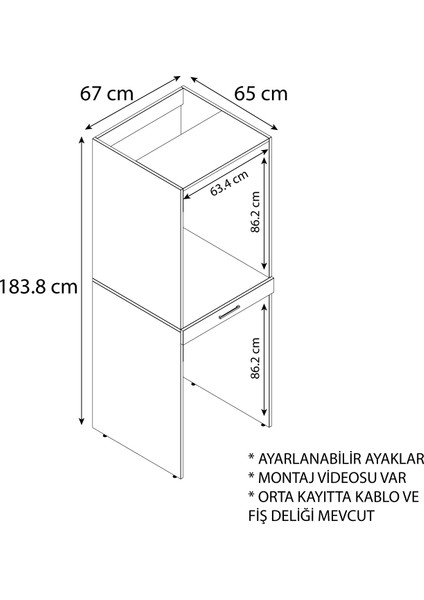 Yıldız Elegance Banyo Dolabı Çamaşır ve Kurutma Makinesi Dolabı Çekmeceli Ahşap Renk