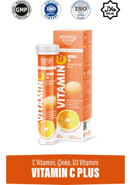 Vitamin C Plus 20 Efervesan Tablet (C Vitamini, Çinko, D3 Vitamini)