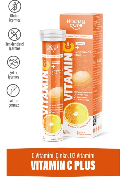 Vitamin C Plus 20 Efervesan Tablet (C Vitamini, Çinko, D3 Vitamini)