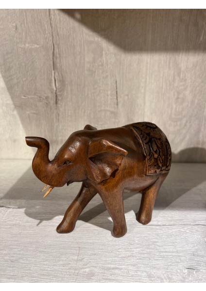 Ahşap Oymalı Fil Biblo - 12 cm fiyatları
