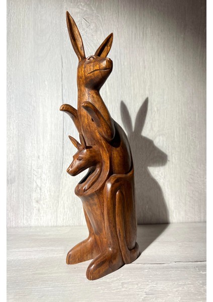 Ahşap Kanguru Biblo - 40 cm